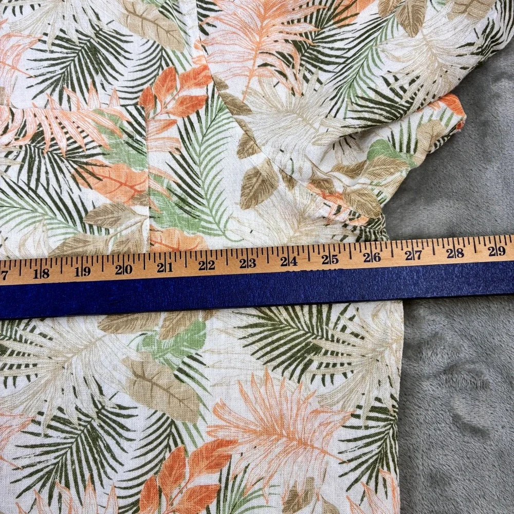 Chaps Seacoast Wash Short Sleeve Floral Print Multi Shirt‎ Linen Blend Men's XXL
